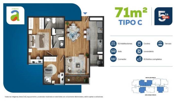 Plano del modelo TIPO C - ET5 del proyecto Condominio A - Etapa 5 en Arequipa