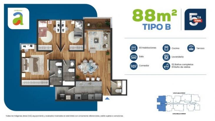 Plano del modelo TIPO B - ET5 del proyecto Condominio A - Etapa 5 en Arequipa