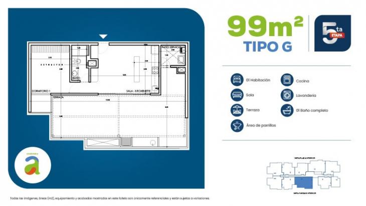 Plano del modelo TIPO G - ET5 del proyecto Condominio A - Etapa 5 en Arequipa