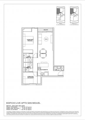 Plano del modelo X03-1 del proyecto Live Apts en San Miguel