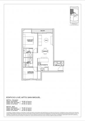 Plano del modelo X03-2 del proyecto Live Apts en San Miguel