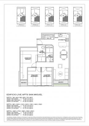 Plano del modelo X01-2 del proyecto Live Apts en San Miguel