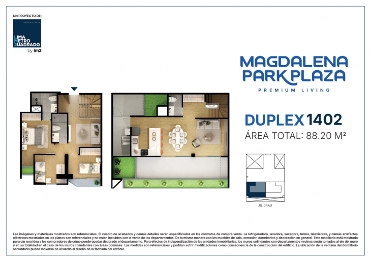 Plano del modelo DÚPLEX 1402 del proyecto Magdalena Park Plaza en Magdalena Del Mar