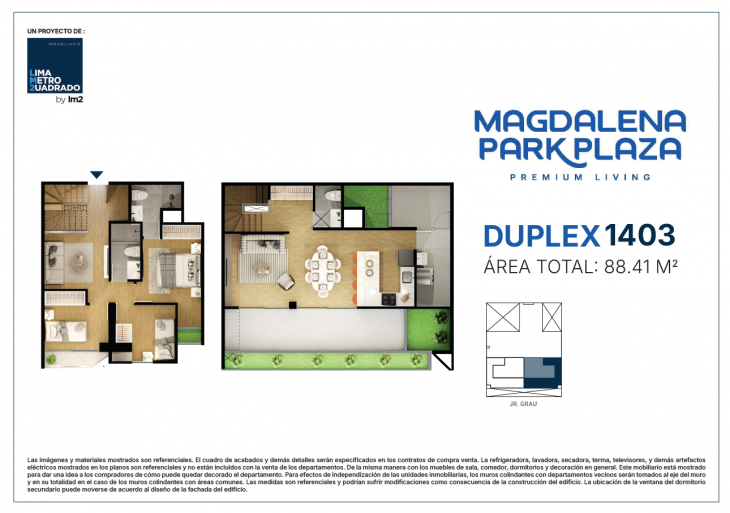 Plano del modelo DÚPLEX 1403 del proyecto Magdalena Park Plaza en Magdalena Del Mar