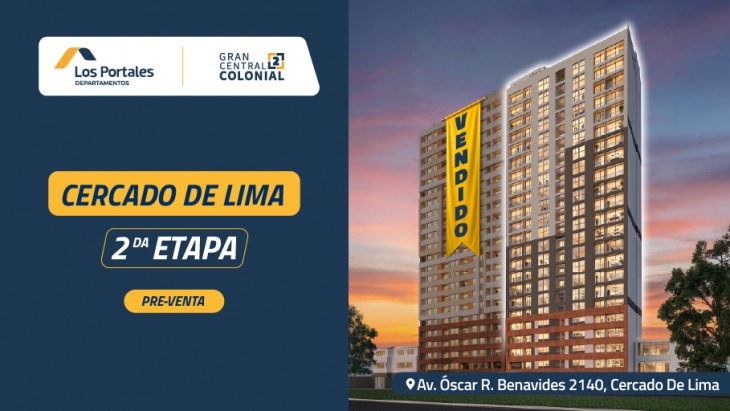 Fachada principal del proyecto Gran Central Colonial 2 en Cercado De Lima