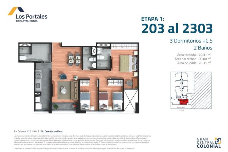 Plano del modelo 3D+S del proyecto Gran Central Colonial 2 en Cercado De Lima