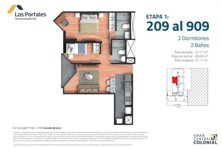 Plano del modelo 2D del proyecto Gran Central Colonial 2 en Cercado De Lima