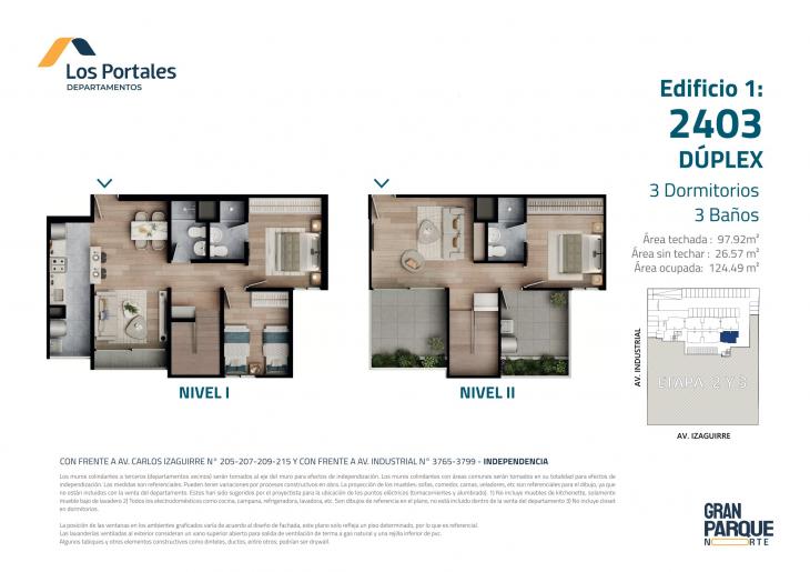 Plano del modelo 3D DUPLEX del proyecto Gran Parque Norte - Etapa 1 en Independencia
