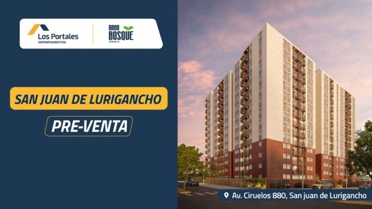 Fachada principal del proyecto Gran Bosque Ciruelo en San Juan De Lurigancho