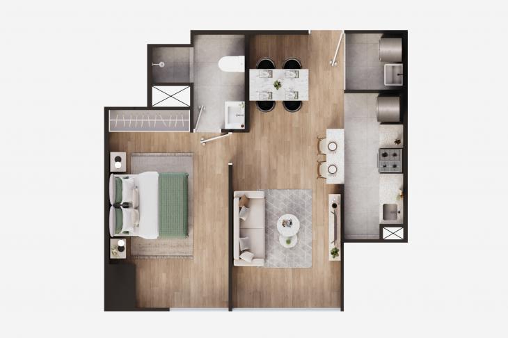 Plano del modelo 1D del proyecto Gran Central Colonial 2 - Etapa 2 en Cercado De Lima