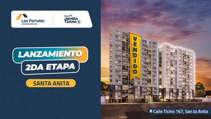 Fachada principal del proyecto Gran Jardín Ticino 2 - Etapa 2 en Santa Anita