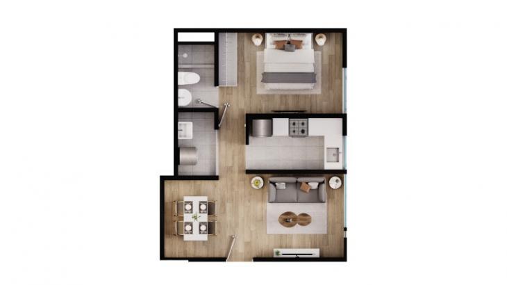 Plano del modelo 1D del proyecto Gran Jardín Ticino 2 - Etapa 2 en Santa Anita