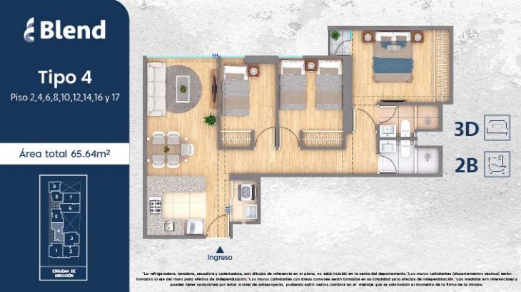 Plano del modelo 4 del proyecto EDIFICIO BLEND en Jesus Maria