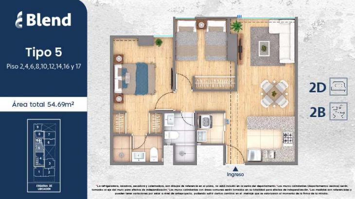 Plano del modelo 5 del proyecto EDIFICIO BLEND en Jesus Maria