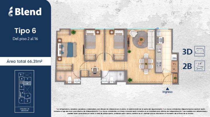 Plano del modelo 6 del proyecto EDIFICIO BLEND en Jesus Maria