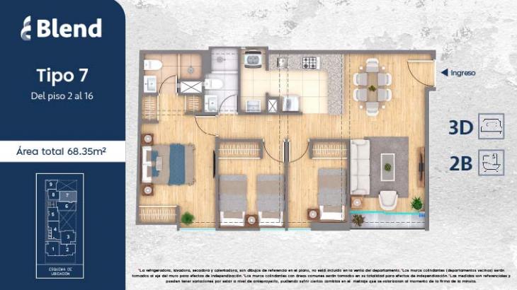 Plano del modelo 7 del proyecto EDIFICIO BLEND en Jesus Maria