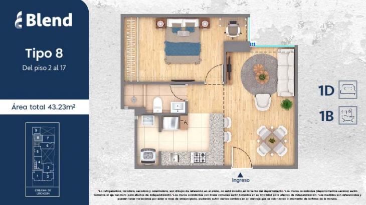 Plano del modelo 8 del proyecto EDIFICIO BLEND en Jesus Maria