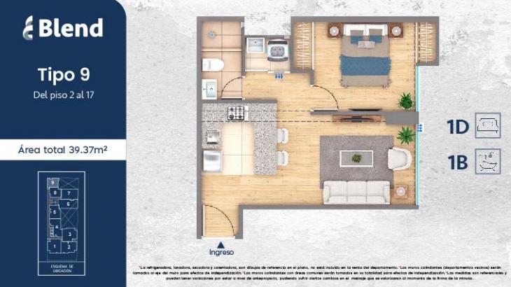 Plano del modelo 9 del proyecto EDIFICIO BLEND en Jesus Maria
