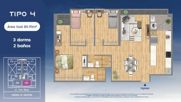 Plano del modelo 4 del proyecto LUNA en Jesus Maria