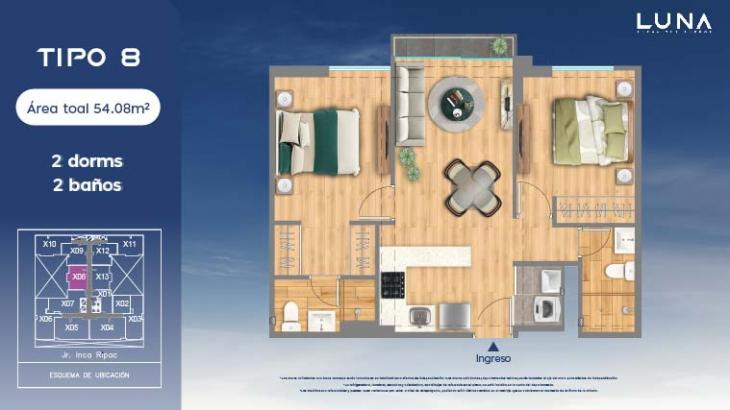 Plano del modelo 8 del proyecto LUNA en Jesus Maria