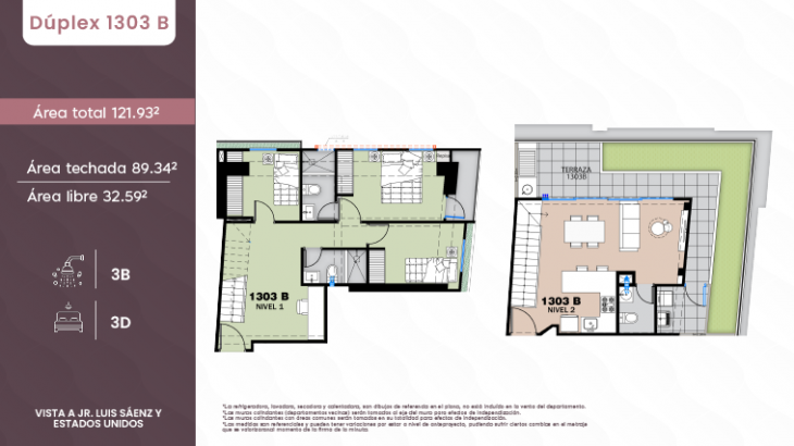 Plano del modelo DUPLEX 3B del proyecto EL OLIVAR en Jesus Maria