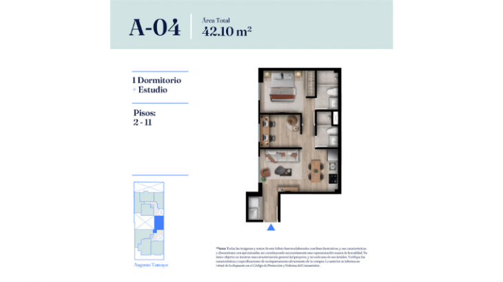 Plano del modelo Tipo A-04 del proyecto INDIGO en Barranco