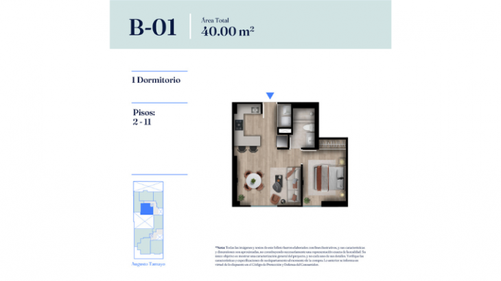 Plano del modelo Tipo B-01 del proyecto INDIGO en Barranco
