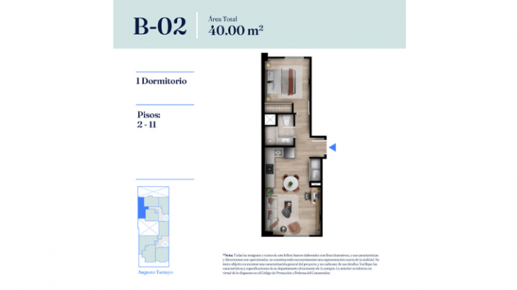Plano del modelo Tipo B-02 del proyecto INDIGO en Barranco