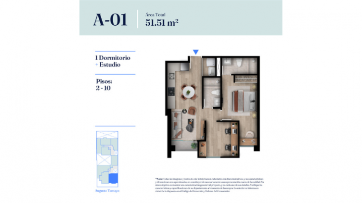 Plano del modelo Tipo A-01 del proyecto INDIGO en Barranco