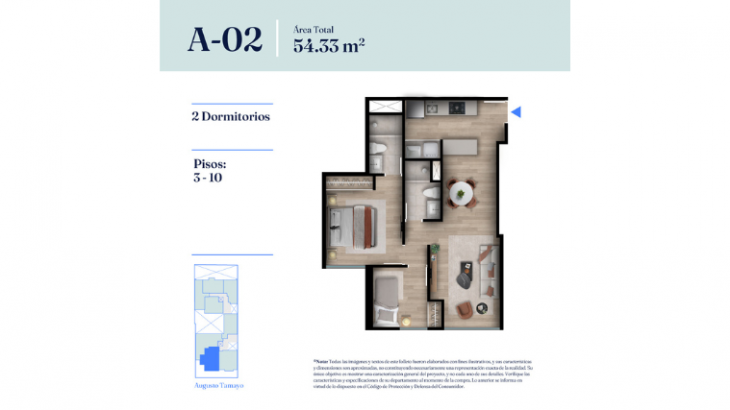 Plano del modelo Tipo A-02 del proyecto INDIGO en Barranco