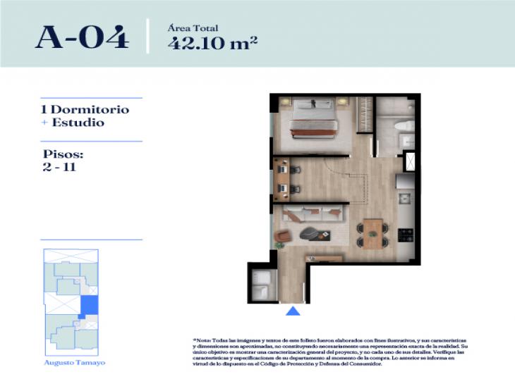 Plano del modelo Tipo A-04 del proyecto INDIGO en Barranco