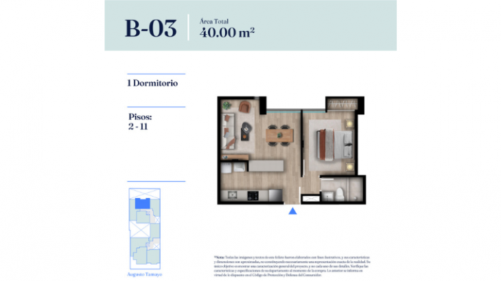 Plano del modelo Tipo B-03 del proyecto INDIGO en Barranco