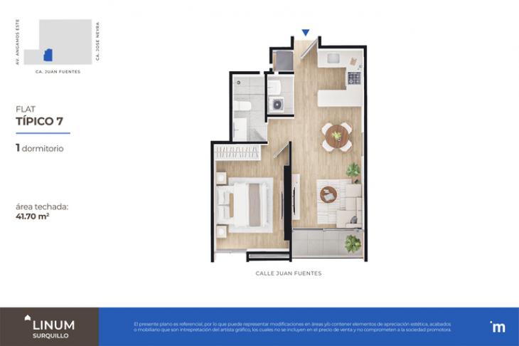 Plano del modelo FLAT TÍPICO 7 del proyecto Linum en Surquillo