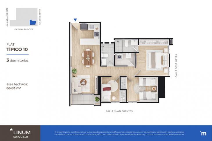 Plano del modelo FLAT TÍPICO 10 del proyecto Linum en Surquillo