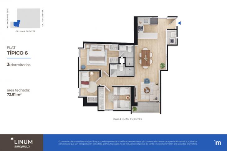 Plano del modelo FLAT TÍPICO 6 del proyecto Linum en Surquillo