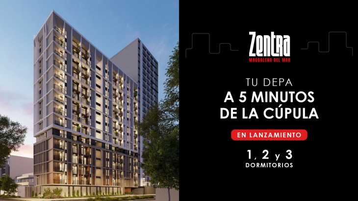 Fachada principal del proyecto ZENTRA en Magdalena Del Mar