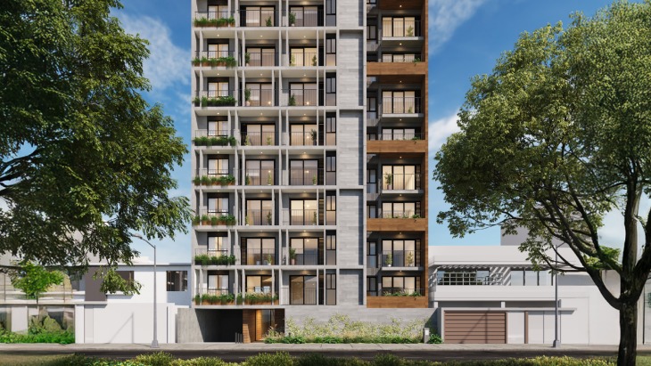 Fachada principal del proyecto VIANOVA en Pueblo Libre