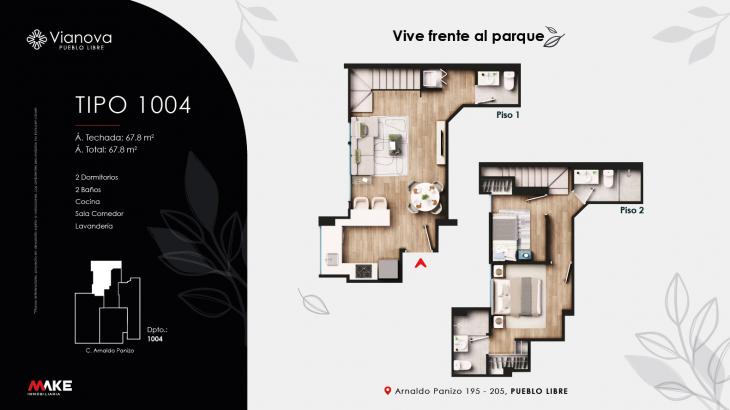Plano del modelo X1004 del proyecto VIANOVA en Pueblo Libre