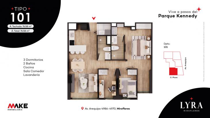 Plano del modelo X101 del proyecto LYRA en Miraflores