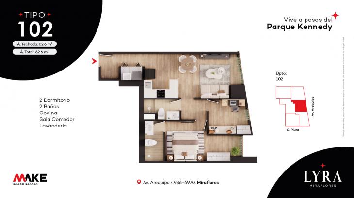 Plano del modelo X102 del proyecto LYRA en Miraflores