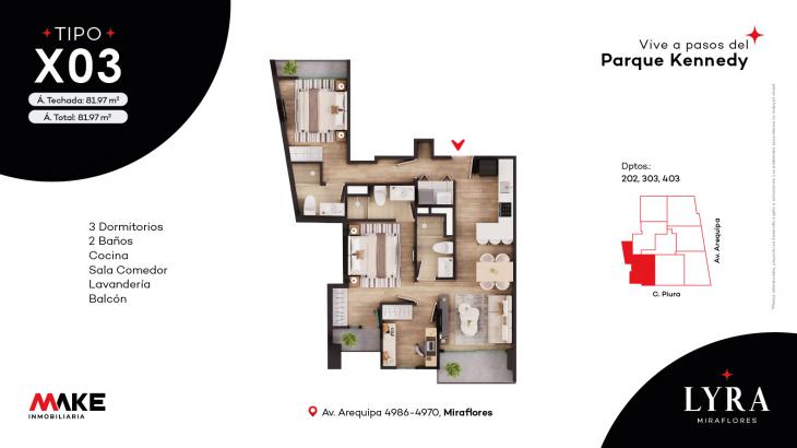 Plano del modelo X03 del proyecto LYRA en Miraflores