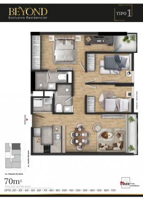 Plano del modelo TIPO 1 del proyecto BEYOND en Jesus Maria