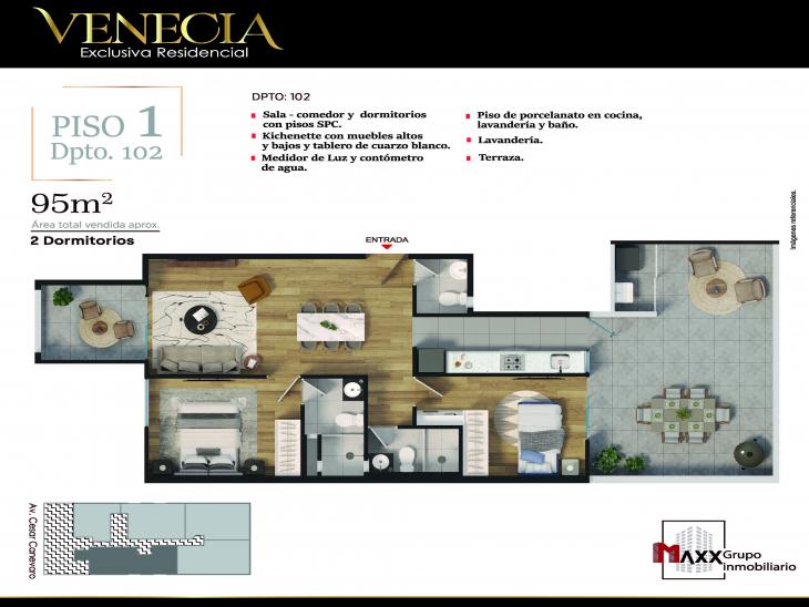 Plano del modelo 102 del proyecto VENECIA en Lince