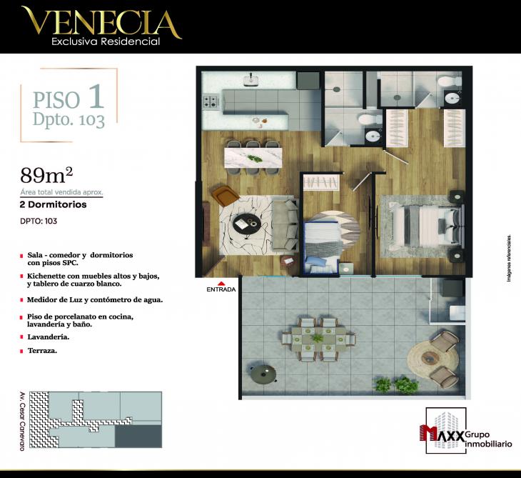 Plano del modelo 103 del proyecto VENECIA en Lince