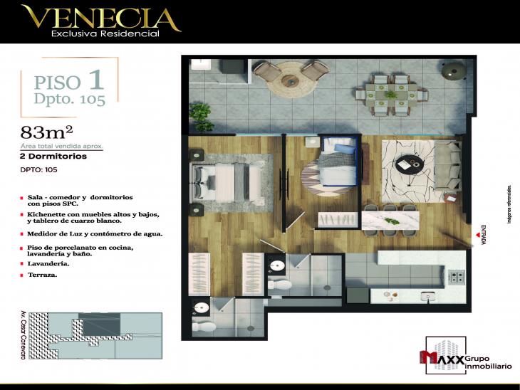 Plano del modelo 105 del proyecto VENECIA en Lince
