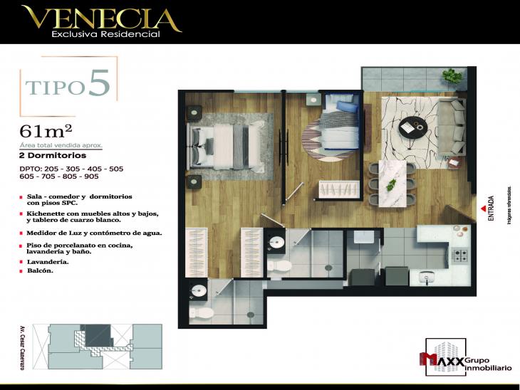 Plano del modelo TIPO 5 del proyecto VENECIA en Lince