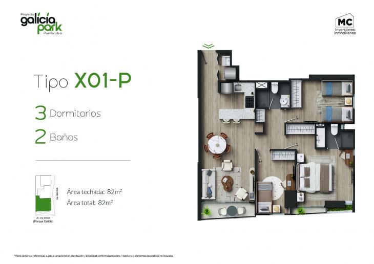 Plano del modelo X01P del proyecto Galicia Park en Pueblo Libre