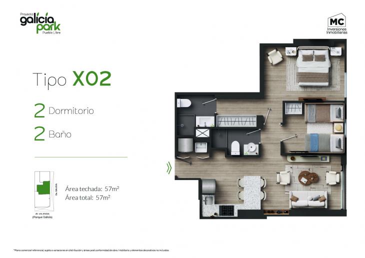 Plano del modelo X02 del proyecto Galicia Park en Pueblo Libre