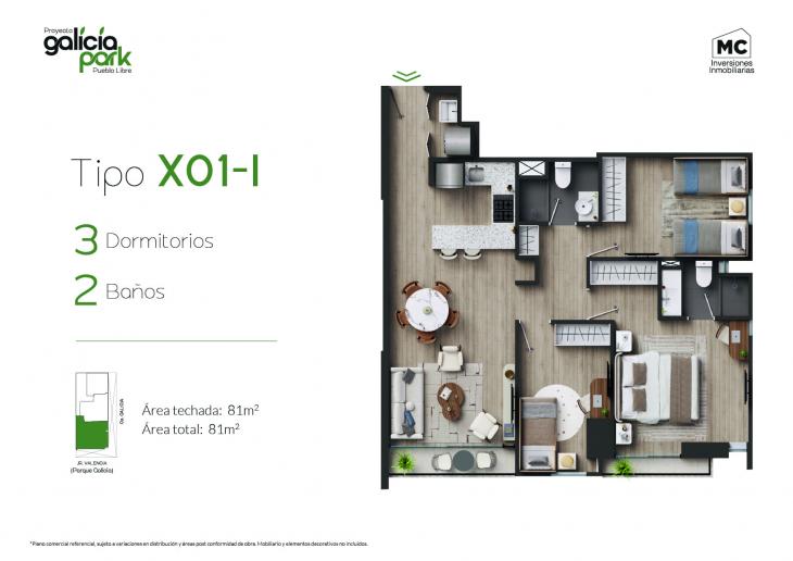 Plano del modelo X01I del proyecto Galicia Park en Pueblo Libre