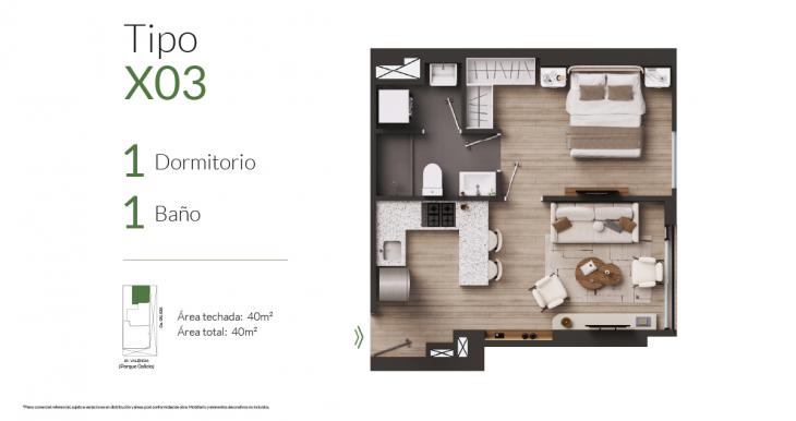 Plano del modelo X03 del proyecto Galicia Park en Pueblo Libre